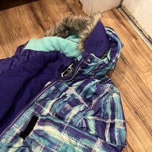 Girls, Blue/white/teal, ZeroXPosur by Boarding Co. Winter Coat, Size Large 10/12